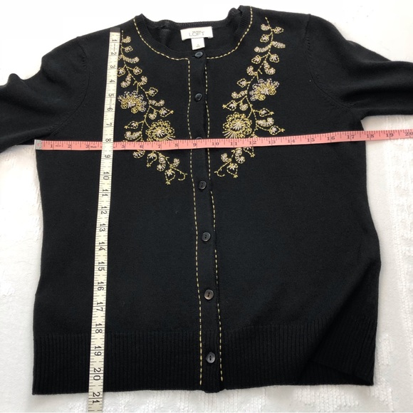 Ann Taylor Black Metalic Embroidered Cardigan - Picture 11 of 16